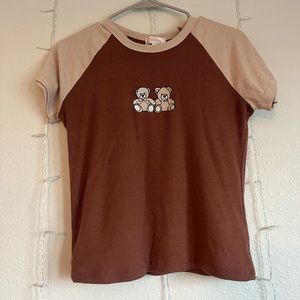 teddy bear raglan short sleeve crop top